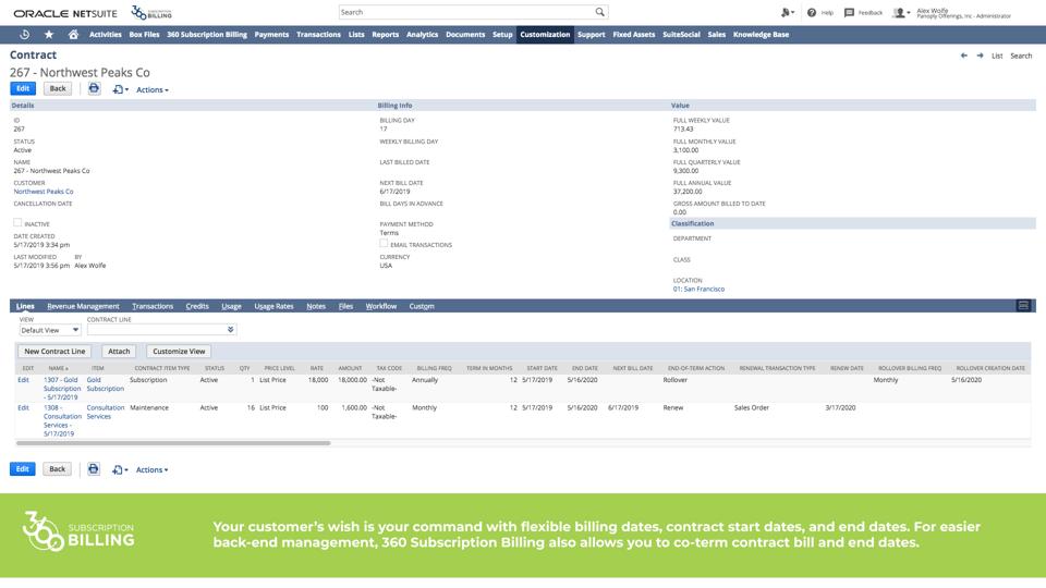 flexible billing schedules netsuite 360 subscription