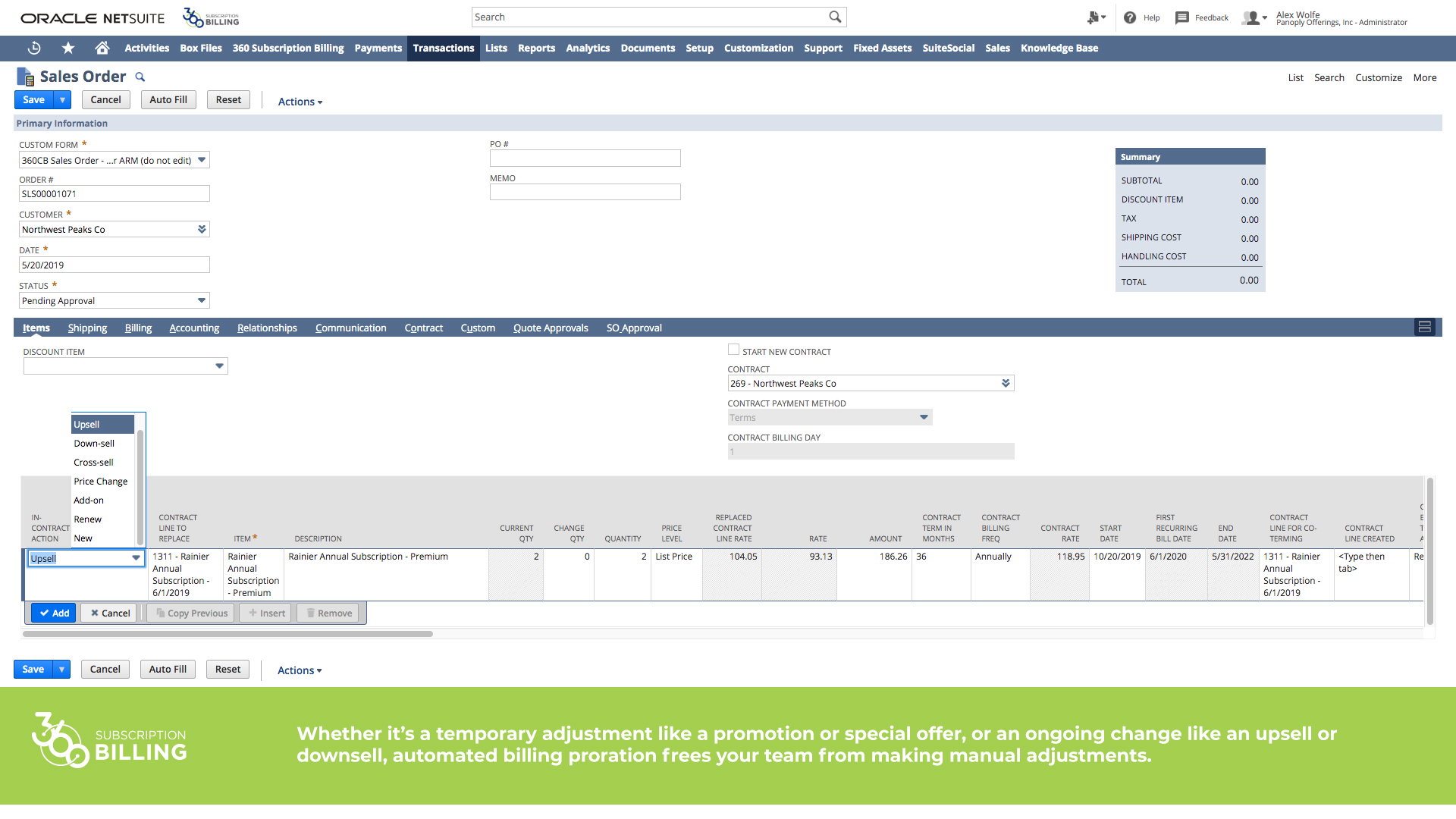 360 subscription billling netsuite suiteapp