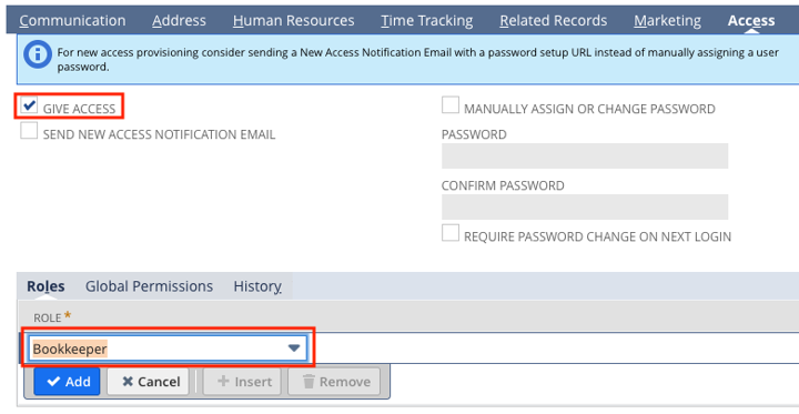 add netsuite role