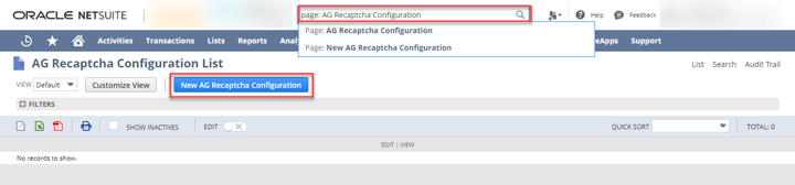 recaptcha configuration netsuite