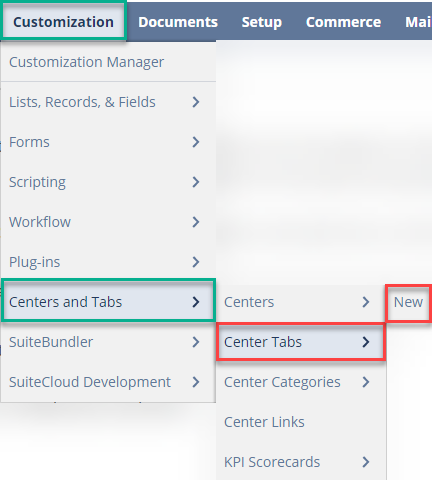 Center Tab NetSuite Navigation