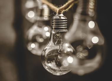 clear glass light bulb in tilt shift lens