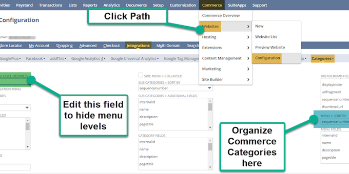 Hiding Commerce Categories | SuiteCommerce Navigation Menu