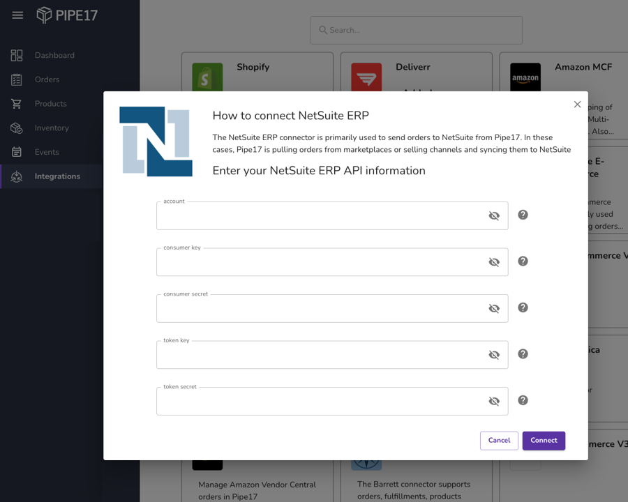 netsuite pipe17 connector