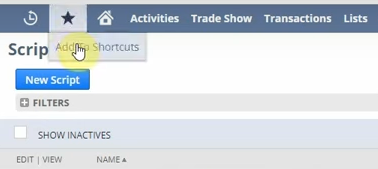 add to shortcuts in netsuite