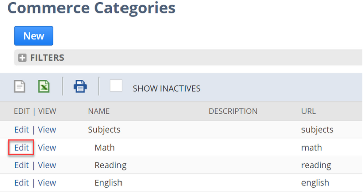 edit NetSuite commerce category