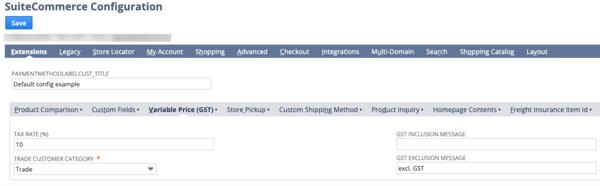 exclude gst suitecomerce screenshot