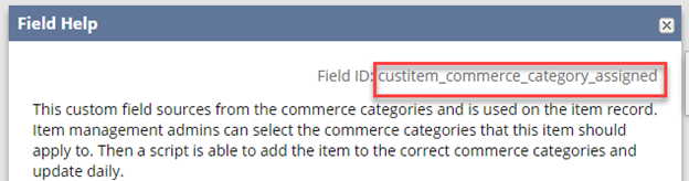 field help netsuite item internal id