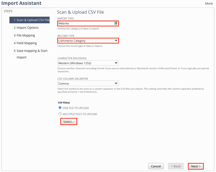 CSV Import Assistant Step 1