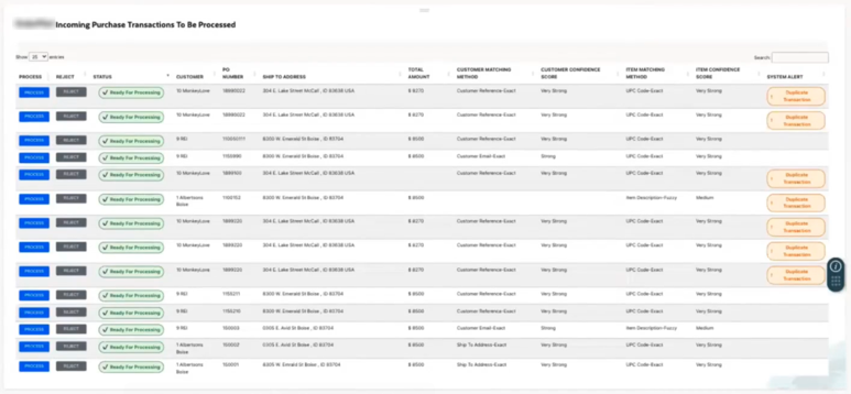 incoming purchase orders to be processed on the netsuite dashboard