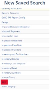 Item Saved Search