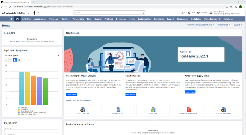 leasequery netsuite dashboard view