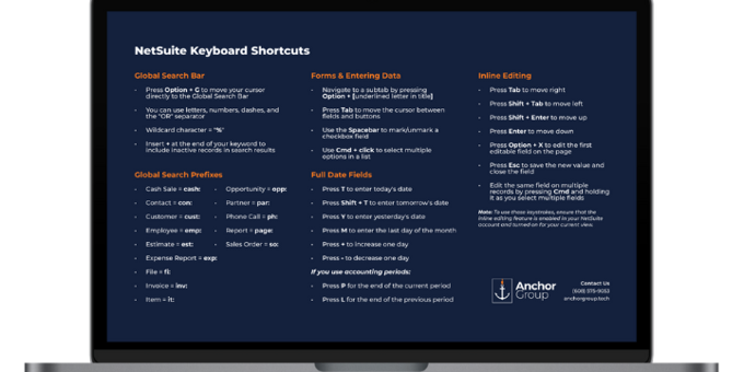 Best Way to Learn NetSuite Keystroke Shortcuts