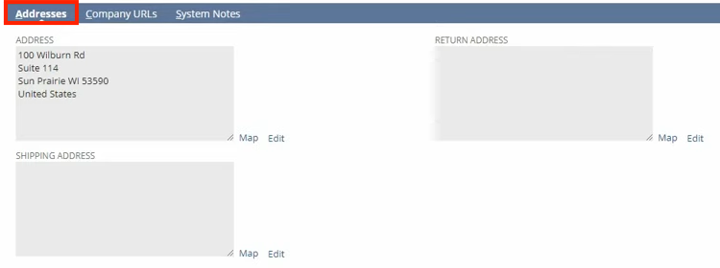 netsuite company information addresses subtab