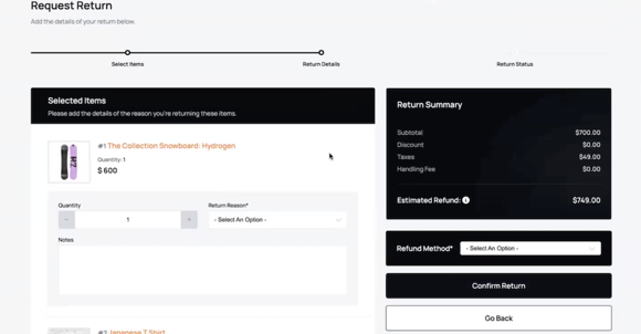 customer portal netsuite return details portal view