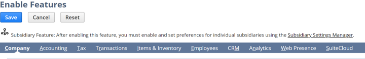 Enable Features in NetSuite
