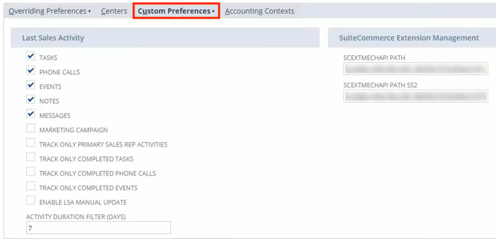 netsuite general preferences custom preferences subtab