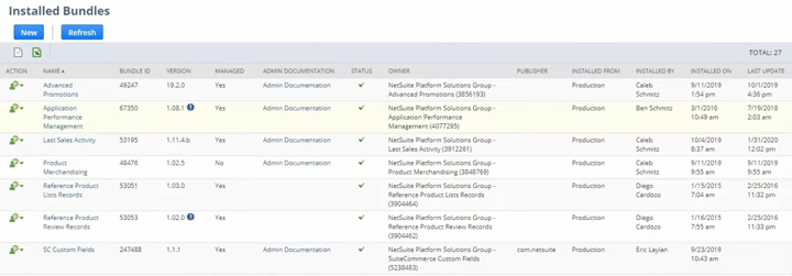 netsuite installed bundles list