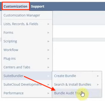 netsuite navigation customization suitebundler bundle audit trail