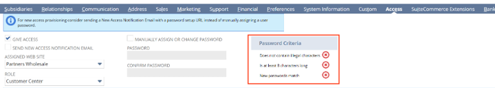 NetSuite Password Criteria