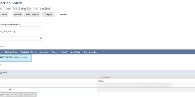 Serial/Lot Number Tracking by Transaction | NetSuite Search 