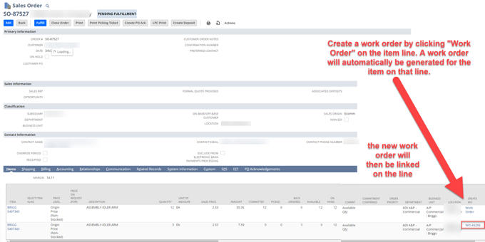 Work Order Prevents Commitment from Available Inventory