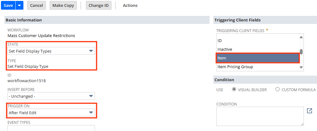how to restrict fields on a custo record with a workflow