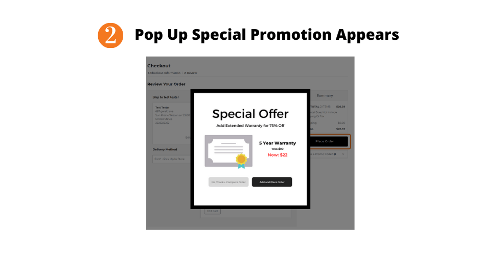 place order popup netsuite app