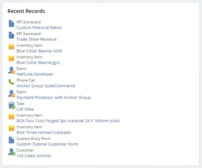 netsuite recent records portlet