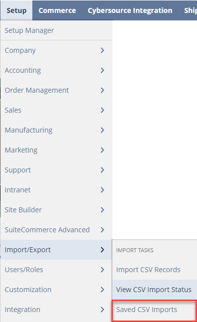 navigation to saved CSV imports