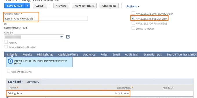 View Only Item Pricing Sublist in NetSuite Custom Record