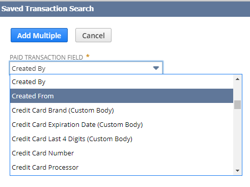 NetSuite Saved Search created from column