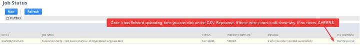 CSV Import Job Status