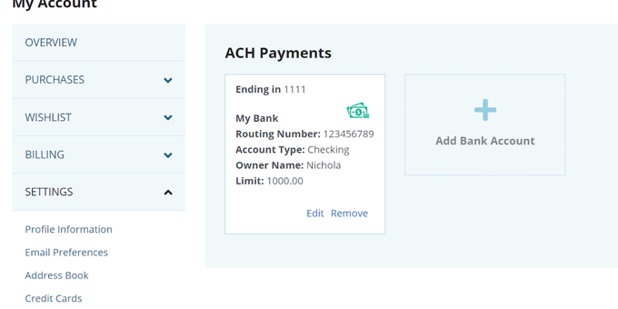 ACH Implementation into SuiteCommerce Webstores