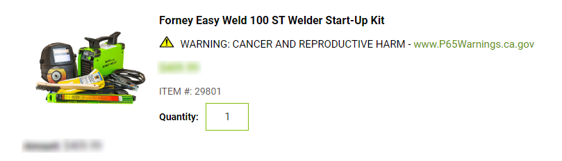 prop65 warning for suitecommerce