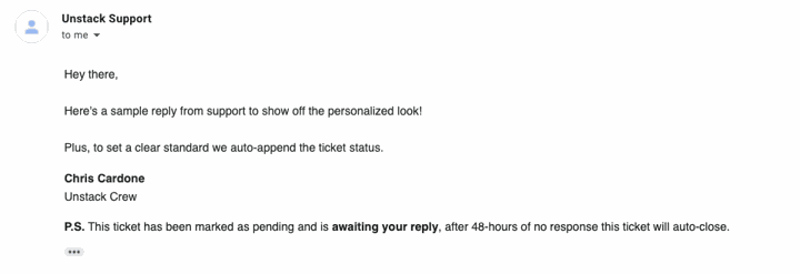 Zendesk Personal Looking Email