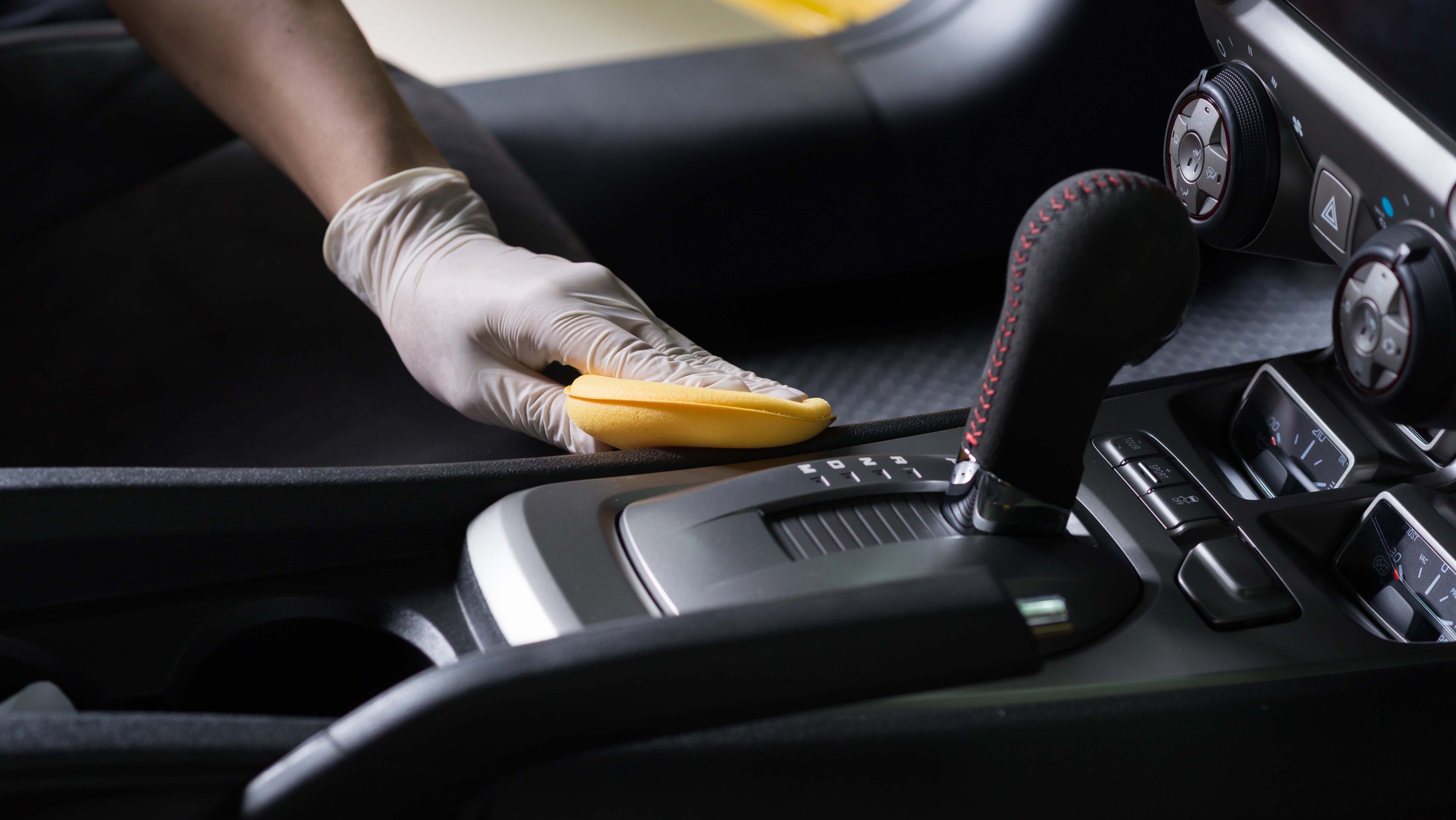 interior view of a car with multiple molded plastic pieces