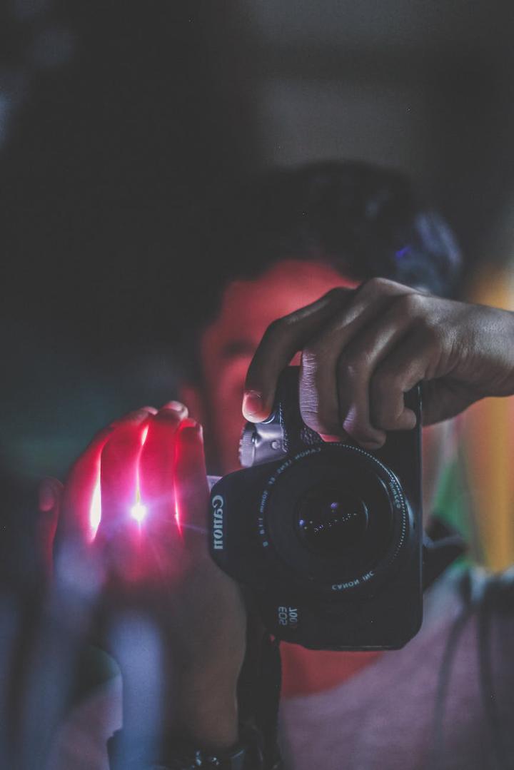 person holding canon camera