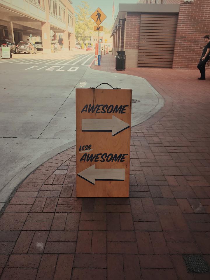 yellow Awesome-printed signage