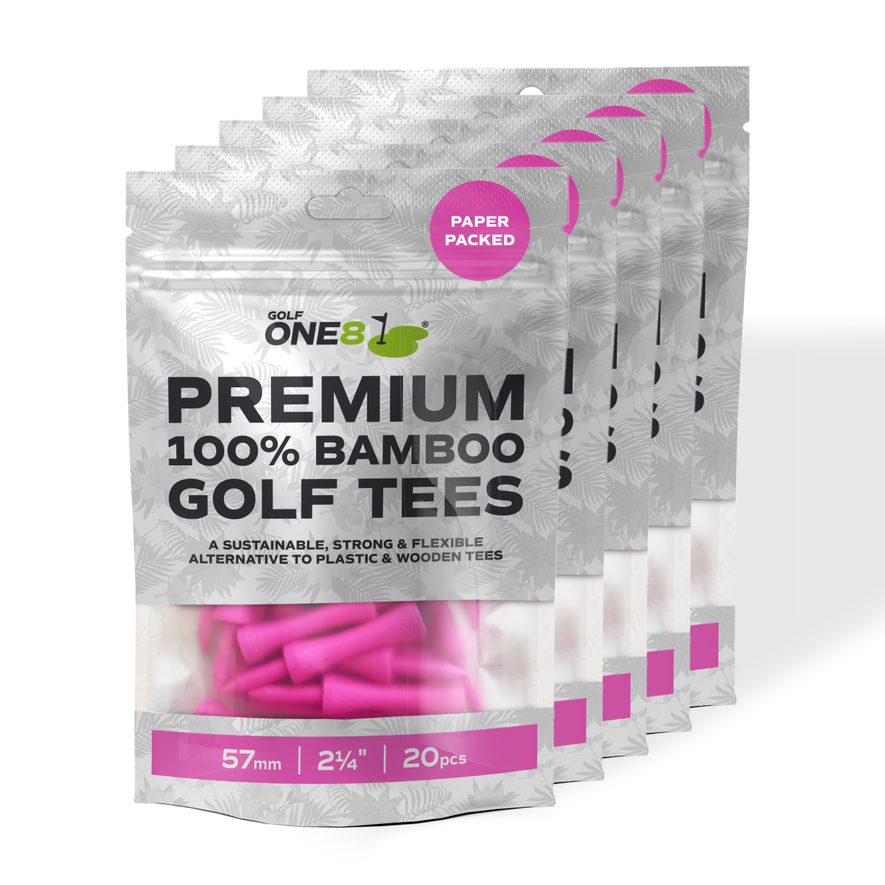 Golf One8 Castle Bamboo Golf Tees - Pink 57mm