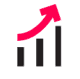 Graph with arrow point up and to the right