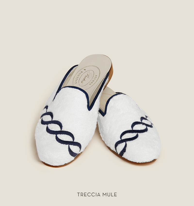 Treccia navy embroidered mule