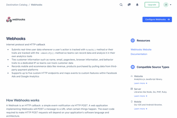 Segment Webhook Details
