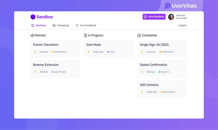 portal roadmap uservitals