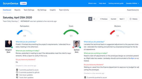 ScrumGenius Dashboard