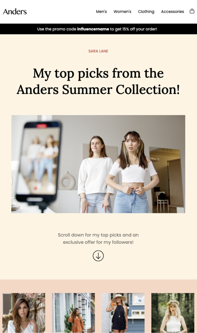Unstack influencer template
