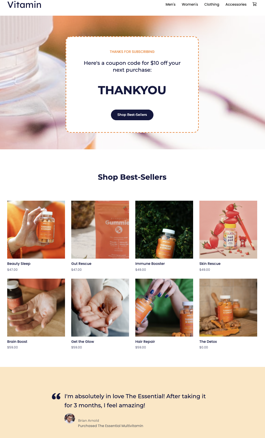 New subscriber discount page