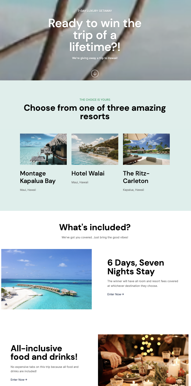 Vitamin giveaway landing page