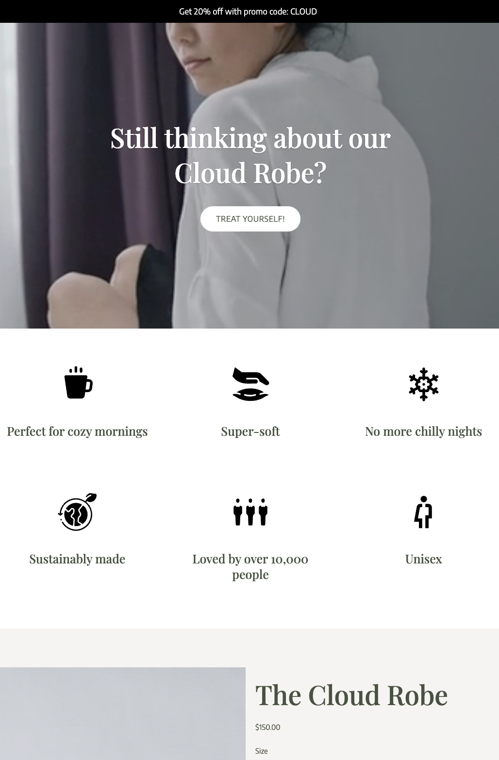 Cloud robe landing page
