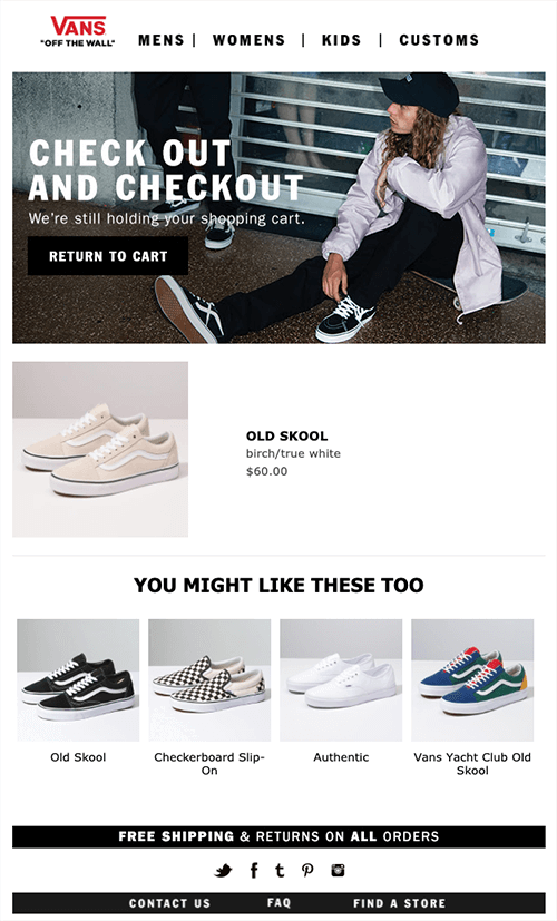 Van product recommendation email